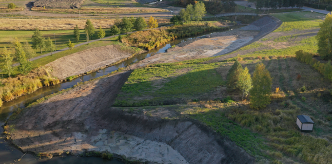 Construction of flood plains in the river Perniönjoki in Salo, Southwest Finland to prevent the flooding. Photo by: Ilkka Myllyoja 